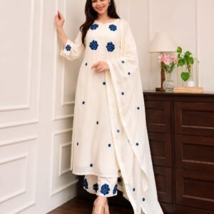 Women's Elegant Embroidered Cotton Kurti Set